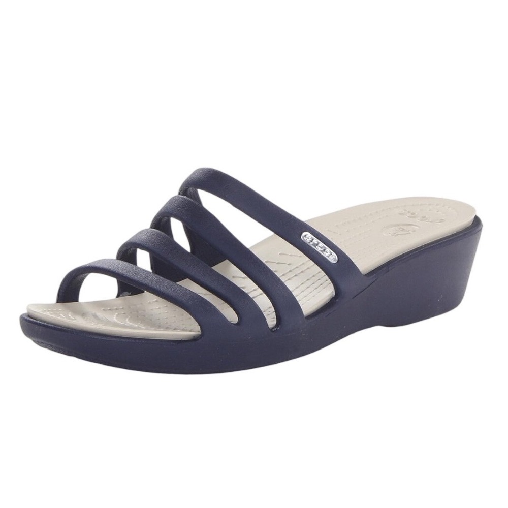 Crocs Navy Blue Rhonda Wedge  Sandals Women's Size 7